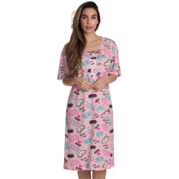 Just Love Short Sleeve Nightgown Sleep Dress for Women (Pink - Sleepy Time, X-Large)