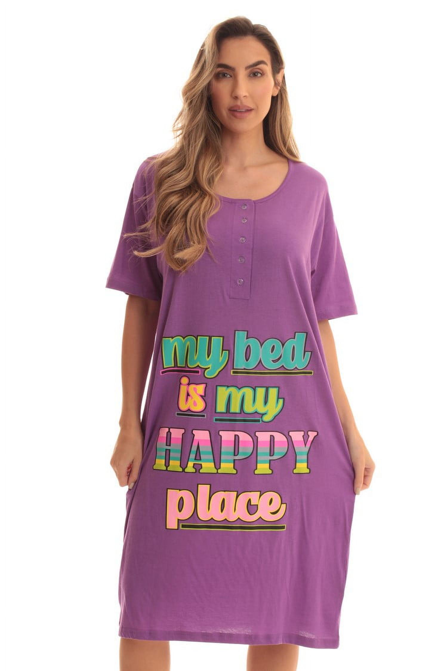 Just Love Short Sleeve Nightgown Sleep Dress for Women (Purple - Bed ...