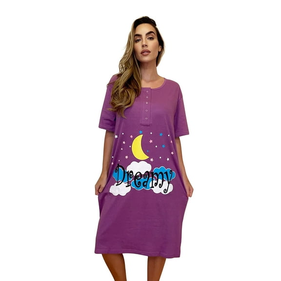 Just Love Short Sleeve Nightgown Sleep Dress for Women (Purple - Dreamy, Medium)