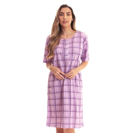 Just Love Short Sleeve Nightgown Sleep Dress for Women (Purple - Plaid, 2X)