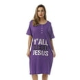 thumbnail image 1 of Just Love Short Sleeve Nightgown Sleep Dress for Women (Purple - Y'all Need Jesus, Small), 1 of 3