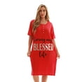 thumbnail image 1 of Just Love Short Sleeve Nightgown Sleep Dress for Women (Red - Living My Blessed Life, Small), 1 of 3