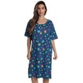 thumbnail image 1 of Just Love Short Sleeve Nightgown Sleep Dress for Women (Royal - Multi Stars, Medium), 1 of 3