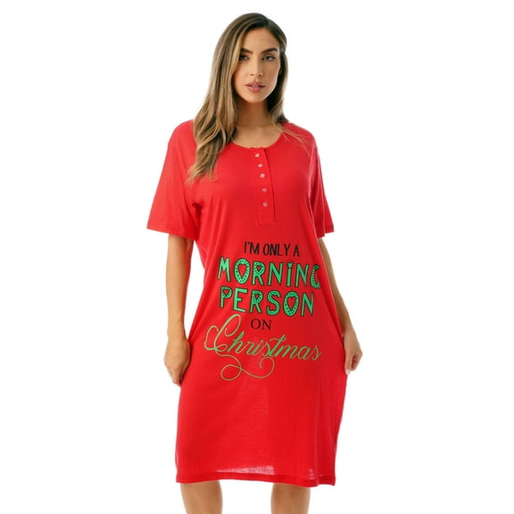 Just Love Short Sleeve Nightgown Sleep Dress for Women Sleepwear 4361-197-M (Black - Light Up The Holiday, 1X)