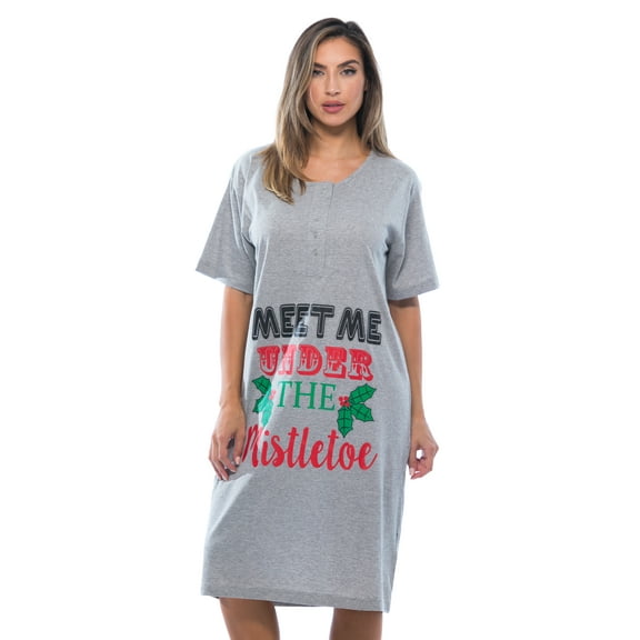 Just Love Short Sleeve Nightgown / Sleep Dress for Women / Sleepwear (Grey - Mistletoe, Medium)