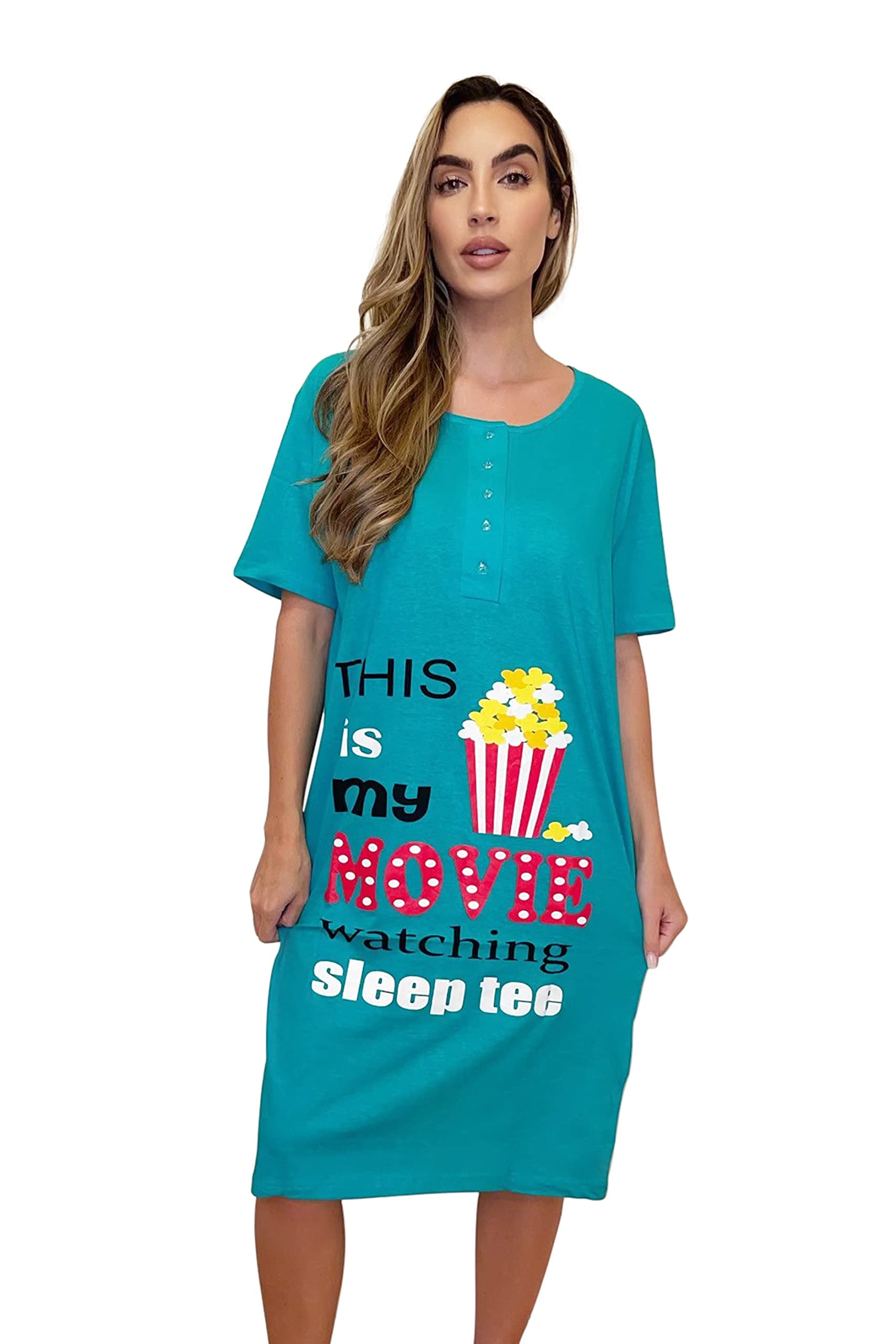 Just Love Short Sleeve Nightgown Sleep Dress for Women (Teal