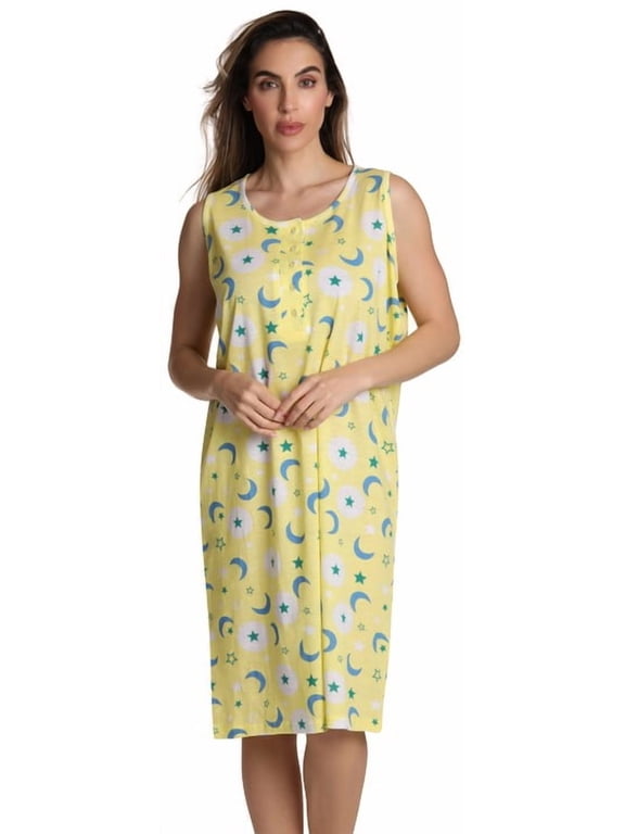 Short Sleeve Nightgown Sleep Dress for Women (Yellow - Celestial Glow, Small)