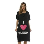 Just Love Short Sleeve Nightgown Sleepwear for Women (Black - I Heart Sleep, Medium)
