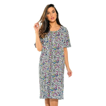 Just Love Short Sleeve Nightgown Sleepwear for Women (Colorful Cheetah, Medium) price history and forecast - Just Love