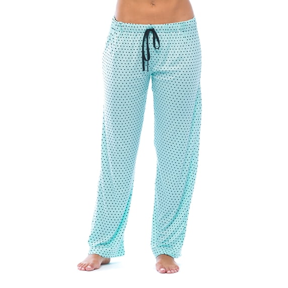 Just Love Silky Soft Women's Pajama Pants - Stretchy Sleepwear for a Great Night's Rest (Aqua With Black Dots, X-Small)