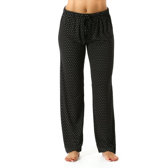 Just Love Silky Soft Women's Pajama Pants - Stretchy Sleepwear for a Great Night's Rest (Black With White Dots, 3X)