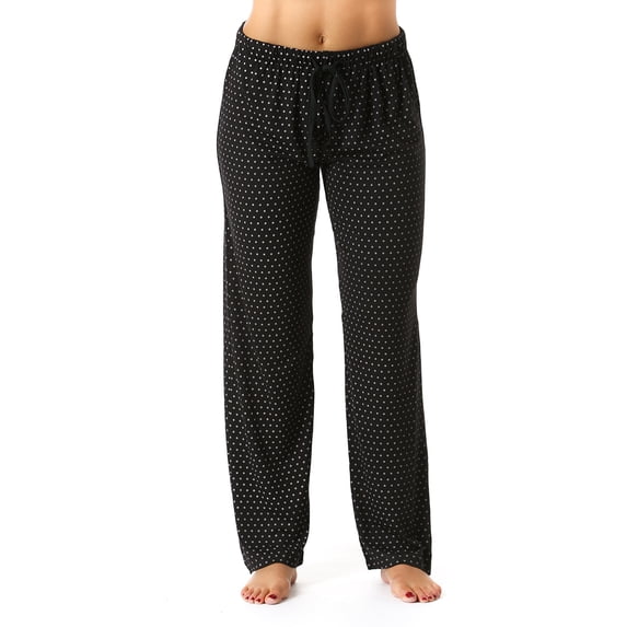 Just Love Silky Soft Women's Pajama Pants - Stretchy Sleepwear for a Great Night's Rest (Black With White Dots, X-Large)