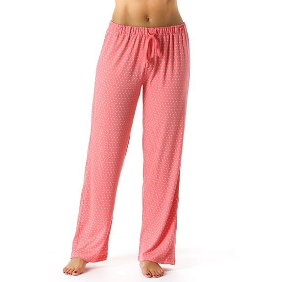 Just Love Silky Soft Women's Pajama Pants - Stretchy Sleepwear for a Great Night's Rest (Coral With White Dots, Small)