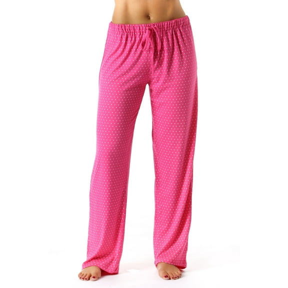 Just Love Silky Soft Women's Pajama Pants - Stretchy Sleepwear for a Great Night's Rest (Fuchsia With White Dots, Medium)