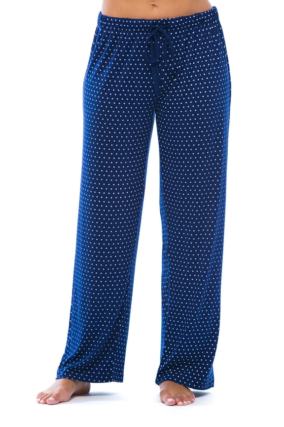 Silky Soft Women's Pajama Pants - Stretchy Sleepwear for a Great Night's Rest (Navy With White Dots, 3X)
