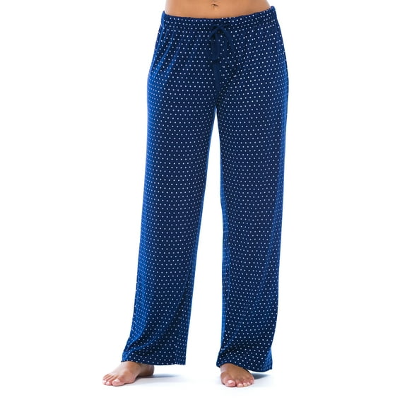 Just Love Silky Soft Women's Pajama Pants - Stretchy Sleepwear for a Great Night's Rest (Navy With White Dots, Small)