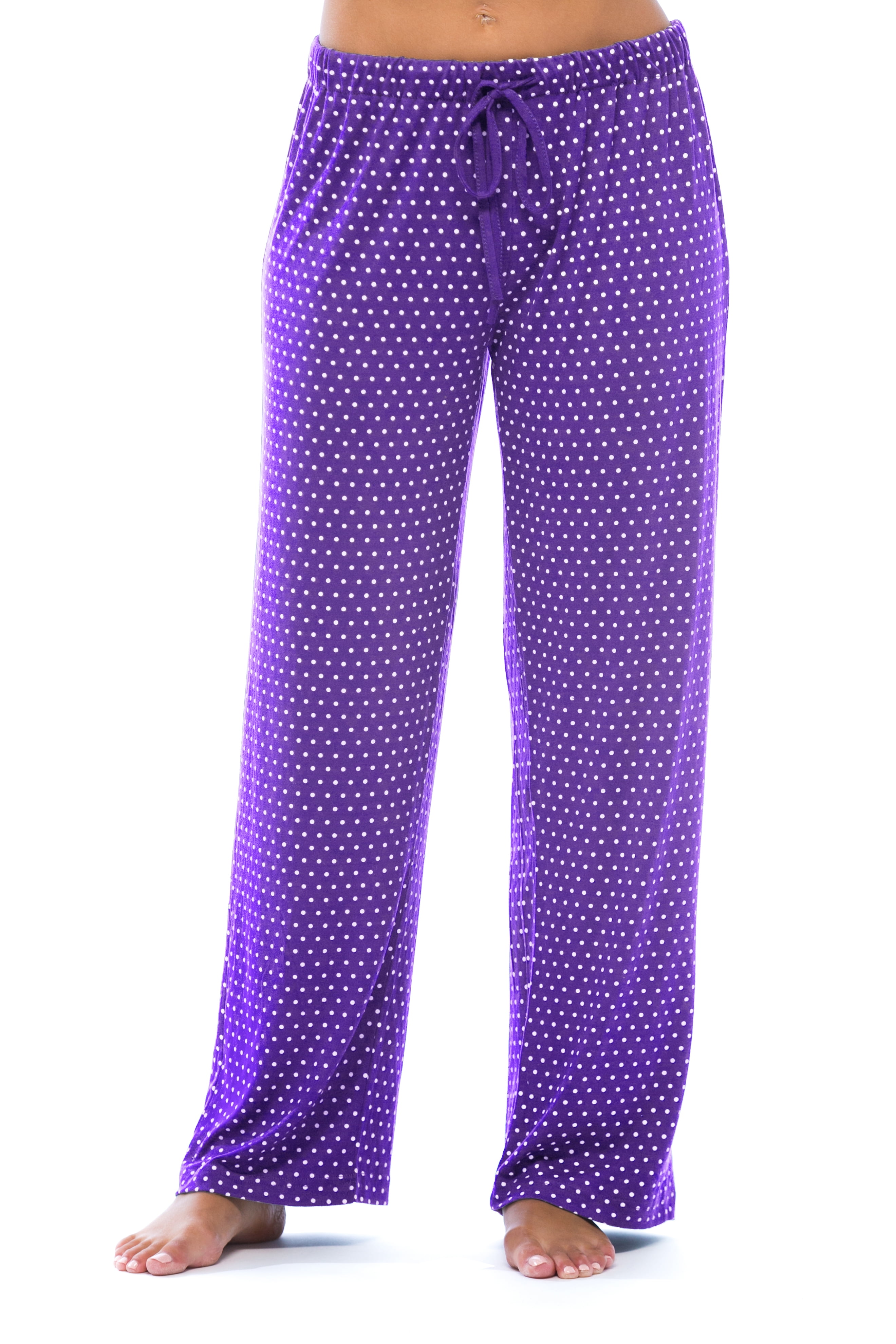 Just Love Silky Soft Women s Pajama Pants Stretchy Sleepwear for a Great Night s Rest Plum With White Dots 2X