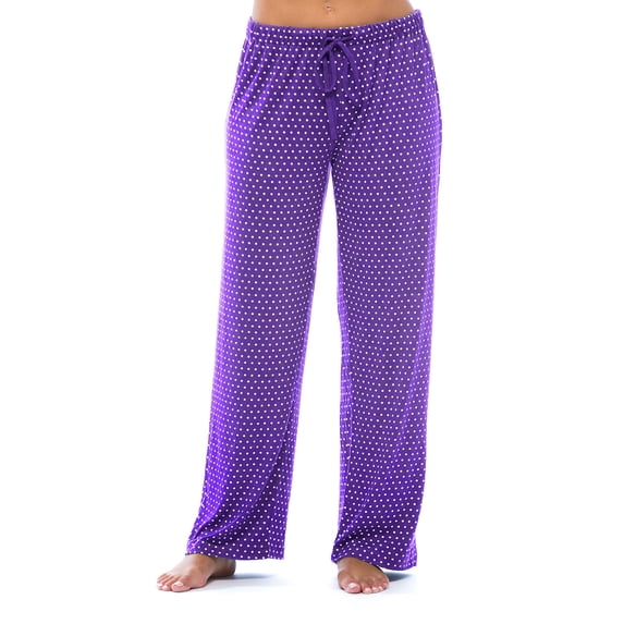 Just Love Silky Soft Women's Pajama Pants - Stretchy Sleepwear for a Great Night's Rest (Plum With White Dots, X-Small)