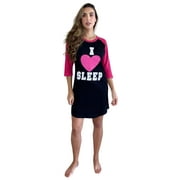 Just Love Sleep Dress for Women / Sleeping Shirt / Nightshirt Black - I Heart Sleep, Small