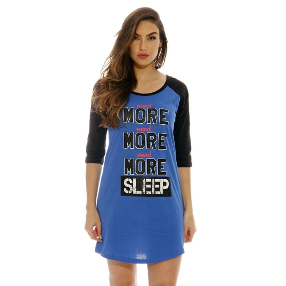 Just Love Sleep Dress for Women / Sleeping Shirt / Nightshirt (Royal - More Sleep, 1X Plus)
