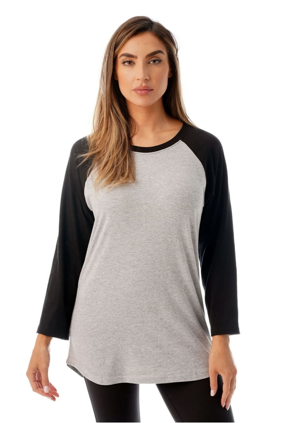 Sleep Dress for Women Solid Sleeping Shirt 6763-GRYBLK-2X