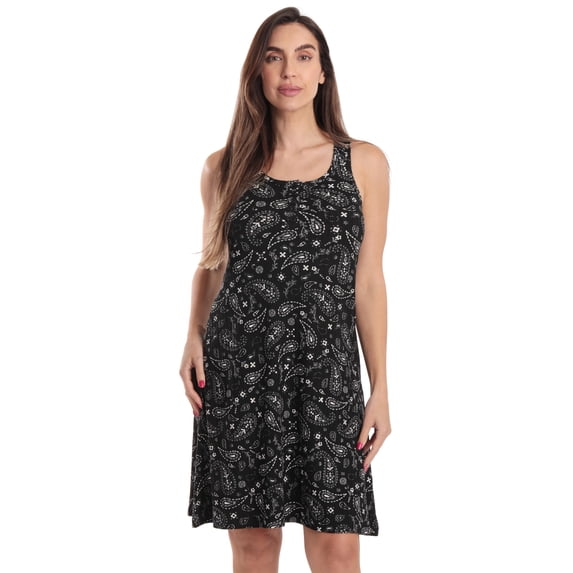Just Love Sleeveless Nightgown for Women Lightweight, Comfortable Sleepwear with Stylish Design (Bandana Black, 3X)