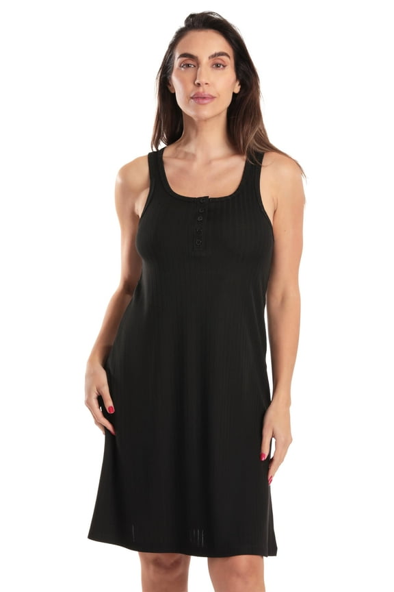 Sleeveless Nightgown for Women Lightweight, Comfortable Sleepwear with Stylish Design (Solid Black, 3X)