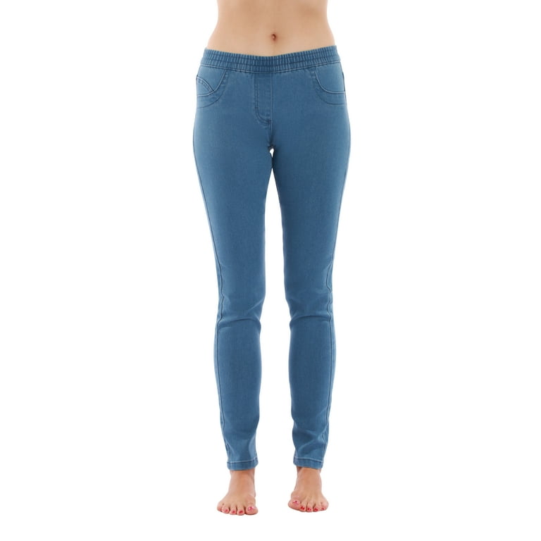 Just Love Solid Jeggings for Women (Light Blue Stretch, X-Large)