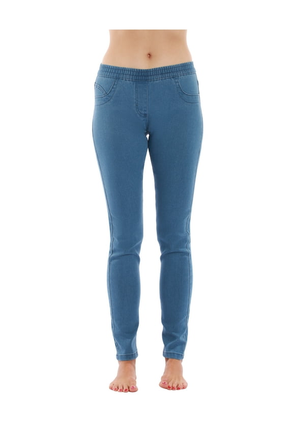 Solid Jeggings for Women (Light Blue Stretch, X-Large)