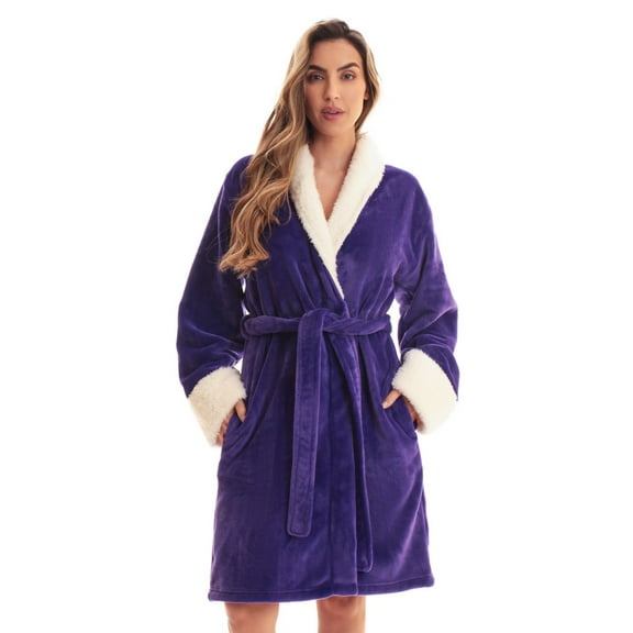 Just Love Solid Kimono Robes for Women (Purple Sherpa, Small)