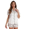 thumbnail image 1 of Just Love Solid Satin Pajama Short Set for Women Sleepwear PJs 2X Ivory / Black, 1 of 2