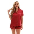 thumbnail image 1 of Just Love Solid Satin Pajama Short Set for Women Sleepwear PJs (Wine Solid, Medium), 1 of 3