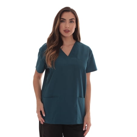 Just Love Solid Scrub Top for Women with Pockets and V-Neck - Comfortable and Professional Medical Uniform (Carribean Blue, X-Small)