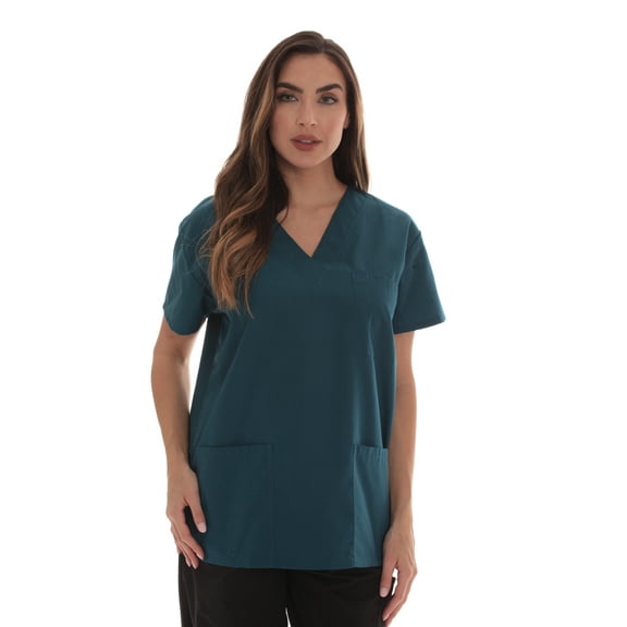 Just Love Solid Scrub Top for Women with Pockets and V-Neck - Comfortable and Professional Medical Uniform (Carribean Blue, X-Small)