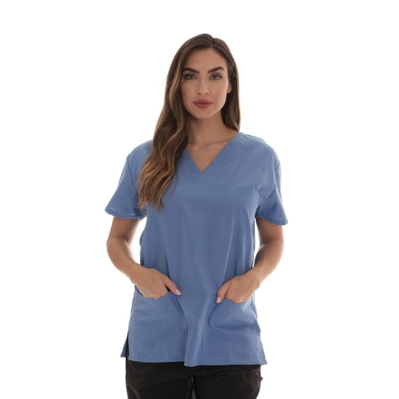 Just Love Solid Scrub Top for Women with Pockets and V-Neck - Comfortable and Professional Medical Uniform (Ceil, 3X)