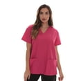 thumbnail image 1 of Just Love Solid Scrub Top for Women with Pockets and V-Neck - Comfortable and Professional Medical Uniform (Fuchsia, X-Small), 1 of 3