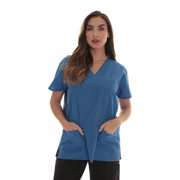 Just Love Solid Scrub Top for Women with Pockets and V-Neck - Comfortable and Professional Medical Uniform (Royal, Small)
