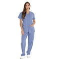 thumbnail image 1 of Just Love Solid Stretch Scrub Set for Women Stretchy Mock Wrap Top and Cargo Pants (X-Small, Ceil Stretch Fabric), 1 of 3