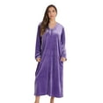 thumbnail image 1 of Just Love Stretch Velour Embroidered Zipper Lounger Robe for Women with Pockets (Purple, 2X), 1 of 4