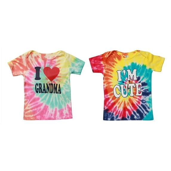 Just Love T-Shirts for Girls – Lap Shoulder Short Sleeve Tee Shirt (Pack of 2) (Grandma and Tie Dye, 4T)