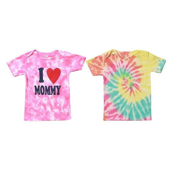 Just Love T-Shirts for Girls – Lap Shoulder Short Sleeve Tee Shirt (Pack of 2) (Mommy and Tie Dye, Girls 24 Months)