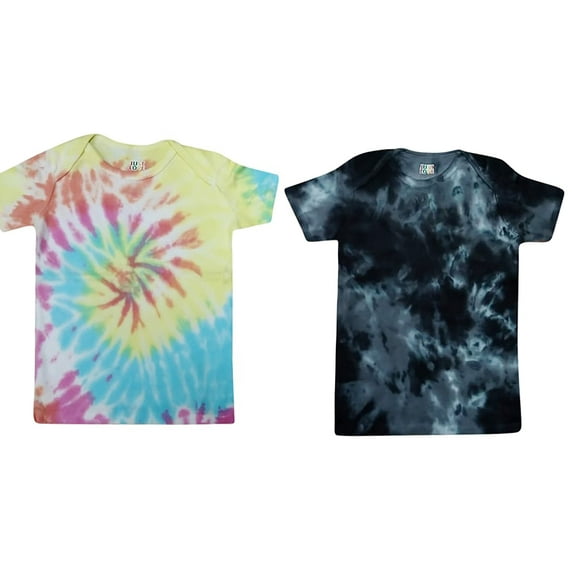Just Love T-Shirts for Girls – Lap Shoulder Short Sleeve Tee Shirt (Pack of 2) (Tie Dye Black and Tie Dye Pastel, 4T)