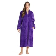 Just Love Textured Plush Zipper Lounger Robe for Women (Purple, Large)