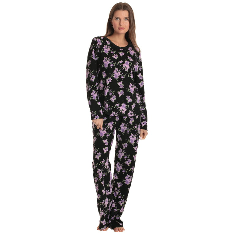 Just Love Thermal Fleece Pajamas for Women (Antique Floral Black