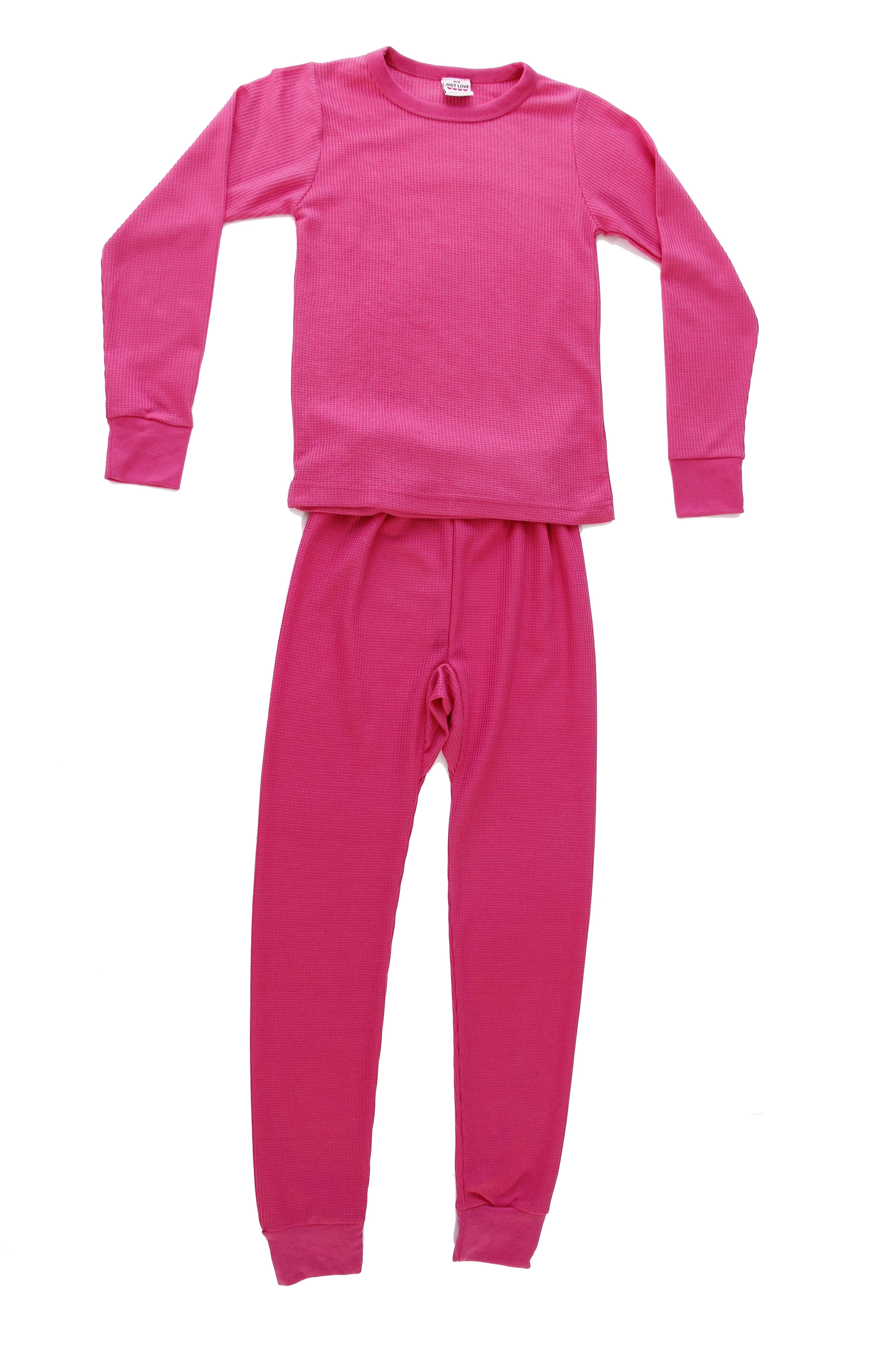 Elowel Thermal Underwear Set for Girls Kids Thermals Base Layer Large Light  Pink