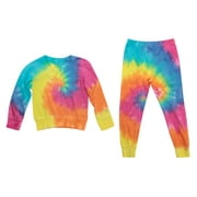 Just Love Tie Dye Long Sleeve T-Shirt and Jogger Pants for Girls (Tie Dye Bright Swirl, 4)