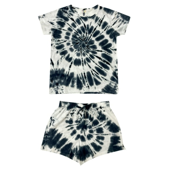Just Love Tie Dye Short Sets for Girls (Tie Dye Black Swirl, 4)