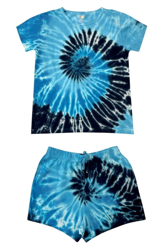 Tie Dye Short Sets for Girls (Tie Dye Blue Swirl, 6X)