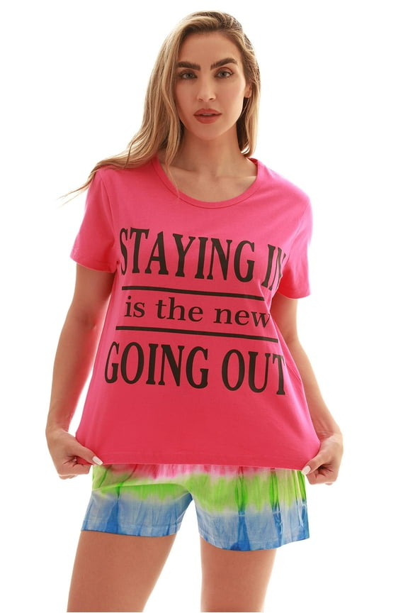 Tie Dye Shorts Set for Women 6859-10106-1X (Tie Dye Rainbow, Small)