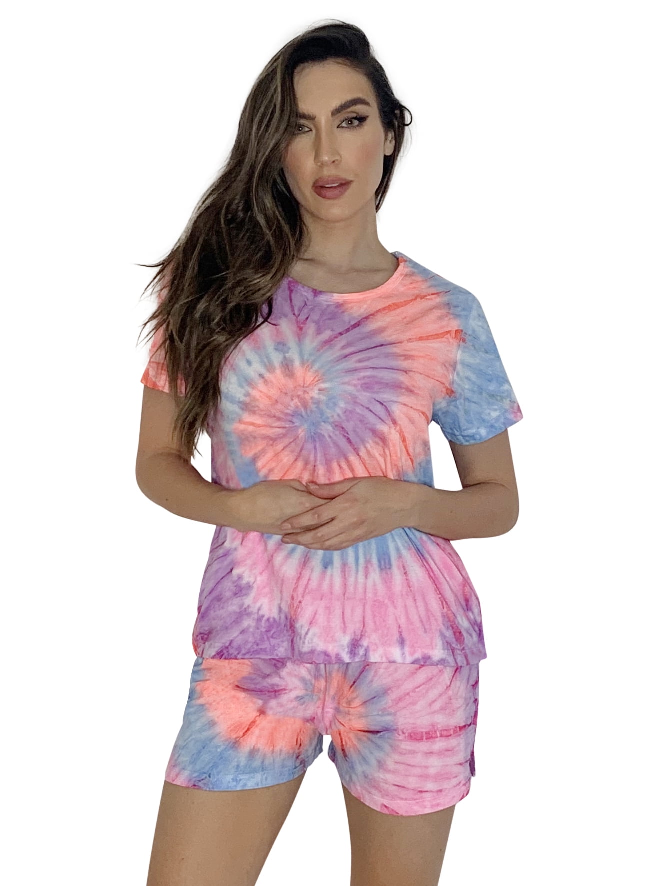 Just Love Women's Summer Lounge Wear - Cute Tie Dye Rainbow Short Set ...